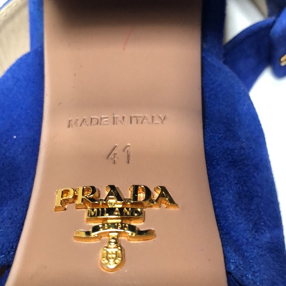 Prada lapis blue suede sandals with 4” heel - Picture 6 of 6